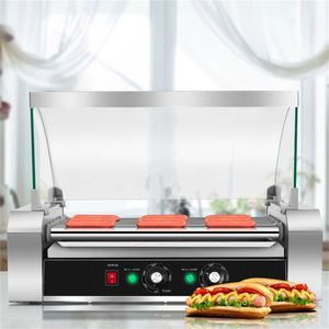 Attrezzatura da Cucina Commerciale in Acciaio Inox, Macchina per Hot Dog a 7 File con Coperchio in Vetro Temperato e Superficie di Cottura 45x25 cm - Product Image 3