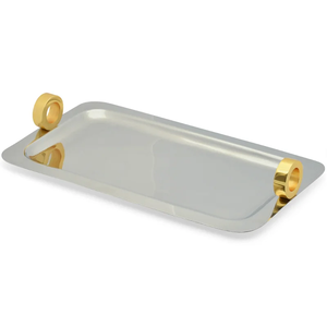 Bandeja de Servir Rectangular de Latón Vintage de Lujo con Asas, Adorno Decorativo de Aluminio Martillado Antiguo para Decoración y Exhibición del Hogar - Product Image 3