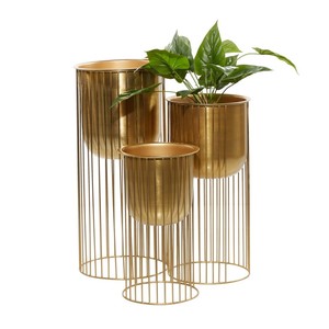 Nordic Gold Metal Planter Pots with <b>Stand</b> Set Luxury Indoor <b>Tall</b> Flower Pot Rack Modern Decorative Metal <b>Plant</b> <b>Stand</b> Flower Pot - Product Image 1