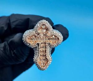 Anillo de Lujo con Incrustaciones de Diamantes, Estilo Hip Hop, Corte Esmeralda, Anillo de Cruz de Jesús para Hombre, Plata 925, Certificado IGI, para Fiestas - Product Image 4