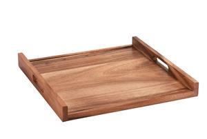 Bandeja de Servir Cuadrada de Madera con Base Sólida y Acabado Pulido, Diseño Rústico Decorativo para Servicio de Alimentos - Product Image 1
