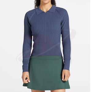 Polo de Mujer de Manga Larga, Tejido de Punto, Color Sólido, Casual, Transpirable, Mezcla de Spandex y Poliéster - Product Image 1
