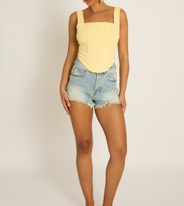 Women's High Waist Distressed <b>Denim</b> Shorts Straight Leg Casual Summer Style 100% Cotton Woven Fabric Button Closure - Product Image 6