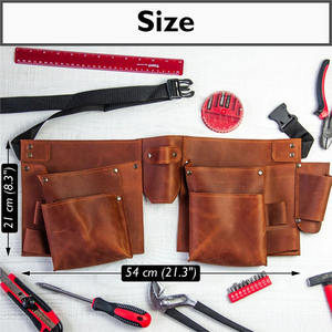 Cinturón de herramientas de cuero 100% auténtico con bolsa de cuero original y liberación rápida para carpintero, ideal para construcción, en venta. - Product Image 5