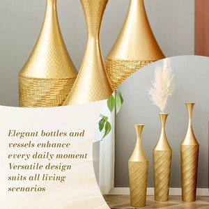 Juego de Jarrones Decorativos Art Deco de 3 Piezas, Hechos a Mano, Escultura Decorativa con Patrón Dorado y Blanco, Hierro Ecológico de Alta Calidad - Product Image 5