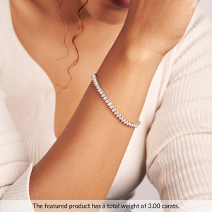 Beautiful 18k <b>SOLID</b> <b>Gold</b> Bracelets Jewellery White <b>Gold</b> Lilac Pear Lab Diamond Tennis Bracelet Igi Certified Hand Band For Girl - Product Image 6