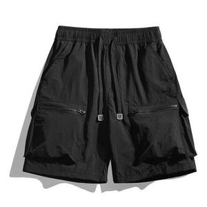 Shorts d'été pour hommes en coton tissé, taille mi-haute, respirants, couleur unie, coupe courte, multi-poches, séchage rapide, décontractés, sportifs, avec cordon de serrage - Product Image 4