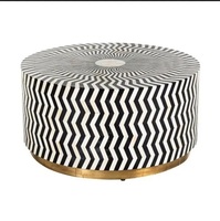 Table basse ronde de luxe moderne faite à la main, durable, au design élégant, avec incrustation d'os, meuble d'appoint unique pour la décoration intérieure du salon