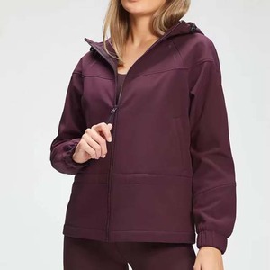 Chaqueta Cortavientos con Capucha para Mujer, Manga Larga, Color Sólido, Cierre de Cremallera, para Otoño, 100% Poliéster, Forro Tejido - Product Image 1