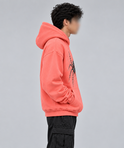 Hoodie unisexe surdimensionné en coton épais avec motif toile d'araignée pour l'hiver, style streetwear, logo personnalisé, pull-over OEM pour homme - Product Image 4