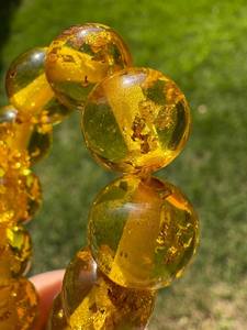Tasbih de Resina Amarilla con Escamas Plateadas, Ecológico, Pintado a Mano, 33 Cuentas, para Oración - Product Image 2
