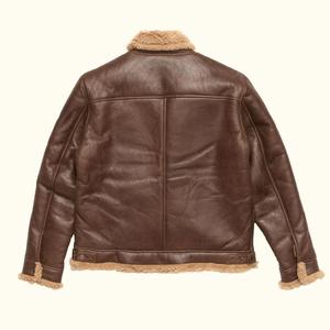 <b>Men's</b> Genuine Leather Sherpa <b>Lined</b> Bomber <b>Jacket</b> Windproof Winter Outerwear Warm Casual <b>Jacket</b> Custom Streetwear Wholesale - Product Image 2
