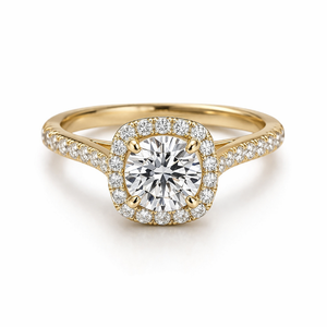 แหวนแต่งงานดีไซน์หรูหราทันสมัย ชุบทองคำขาว 10K ประดับเพชรโมอิสซาไนต์ทรงโซลิแทร์แบบซ่อนรูปทรงรัศมี พร้อมฝังเพชรแบบคลาสสิก - Product Image 1