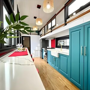 2 Story Modular Trailer House Prefab Mobile Home Cabin for Outdoor <b>Camping</b> with <b>Kitchen</b> Bathroom Sleeping Space - Product Image 1
