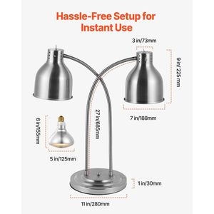 Apparecchiature per riscaldamento e riscaldamento commerciale con lampada elettrica a 2 teste per ristorante e Buffet - Product Image 6