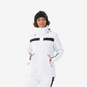 Veste de ski blanche à capuche pour filles, imperméable 10000 mm, en polyester, fermeture éclair, style sportif, vêtements d'extérieur, rembourrage en coton PP synthétique - Product Image 1
