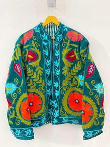 Celebrate Timeless Craftsmanship Handmade Green Suzani Embroidered <b>Velvet</b> <b>Jacket</b> Vibrant Floral Boho Luxurious Coat For <b>Women</b> - Product Image 4