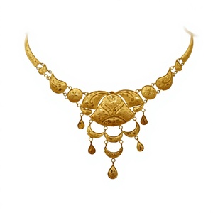 22K Solid Gold <b>Necklace</b> Traditional Ethnic Design Handcrafted Real Yellow Gold Jewelry Elegant <b>Statement</b> Gold Chain <b>Necklace</b> - Product Image 1