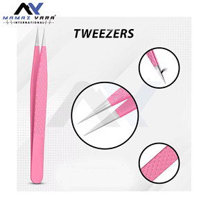 Pinzas para Pestañas con Agarre, Pinzas Rectas de Acero Inoxidable para Extensión de Pestañas, Uso Personal de Belleza, Juego de 2 Piezas en Rosa y Morado - Product Image 4