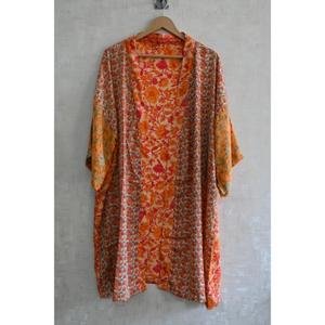 Robe longue kimono en soie patchwork faite à la main, robe de mariée bohème, robe sexy imprimée - Product Image 2