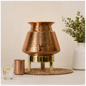 Handmade Hammered Pure Copper Water Dispenser with Sturdy Brass Stand & Leak-Proof Tap Traditional Ayurvedic Jal <b>Storage</b> Tank - Product Image 4