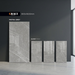 Carreaux de porcelaine lumineux gris opale 800x1600mm, texture solide, surface grise élégante pour l'hôtellerie de luxe, salle de bain extérieure, hall - Product Image 5