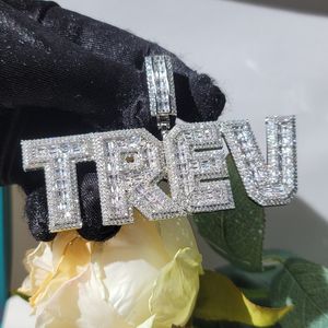 Custom Moissanite Name Pendant 925 Sterling Silver <b>Iced</b> <b>Out</b> Hip Hop Cuban Link <b>Chain</b> Set Mens Letter Necklace - Product Image 2