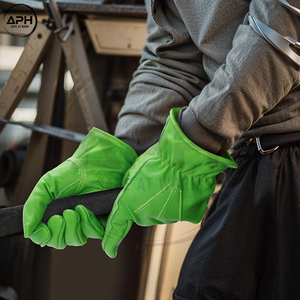 Guantes de Cuero Verde para Conducir con Palma Texturizada, Guantes de Trabajo para Jardinería, Conducción, Uso en Exteriores, Industria, Almacenes y Trabajos de Elevación - Product Image 5