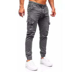 Pantalon de survêtement cargo gris pour homme, taille élastique avec cordon de serrage, décontracté, plusieurs poches, idéal pour l'automne - Product Image 4