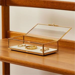 Elegant Glass <b>Box</b> Brass Metal Frame Jewelry Organizer Clear <b>Keepsake</b> <b>Box</b> Decorative Tabletop Wedding Favor Display Gift <b>Box</b> - Product Image 3