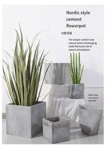 Horti Club Y-105 Pots de fleurs carrés en ciment pour jardin domestique, légers, durables, écologiques, revêtement poudré, design moderne - Product Image 4