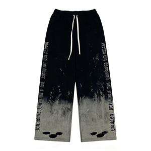 Streetwear Double Waist Straight Leg Sweatpants <b>Men</b> French Terry Patchwork Custom <b>Printed</b> Embroidery Logo <b>Trousers</b> - Product Image 1