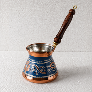 Handmade Blue Copper Turkish Coffee Pot Cezve Ibrik Wooden Handle <b>Arabic</b> Greek Espresso Coffee Maker Milk Warmer Gift Pot - Product Image 3