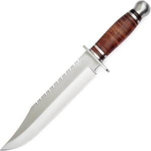 Couteau de chasse Bowie droit en acier Damas de qualité industrielle, fait main, avec manche en bois et pommeau métallique, personnalisable ODM, pour le camping - Product Image 2