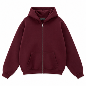 Sudadera con capucha personalizada de algodón grueso de 400 g/m² con cremallera, unisex, oversize, lisa, de forro polar, estilo streetwear, con cremallera. - Product Image 1