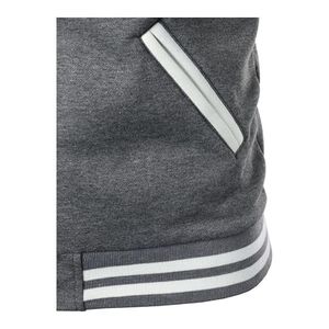 Veste de baseball universitaire en cuir à double manche avec logo brodé en chenille personnalisé, veste de varsity noire pour homme - Product Image 2