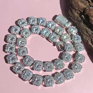 Chaîne Hip Hop Personnalisée en Argent 925 avec Diamants Moissanite VVS Taille Ronde Brillante, Sertie de Griffes, Style Iced Out - Product Image 2