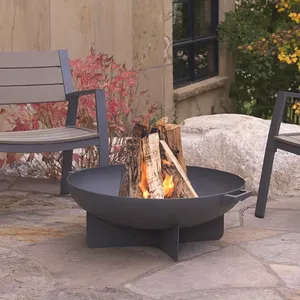 Brasero Redondo de Acero de 34 Pulgadas para Leña con Parrilla, Pantalla Antichispas, Llameador y Cubierta para Patio, Jardín y Camping - Product Image 6