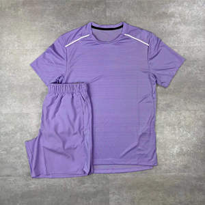 Summer Men Sports Reflective Skin Friendly Running <b>Set</b> Short Sleeve t Shirts Shorts 2 Pieces Lightweight Workout Gym Tracksuit - Product Image 6
