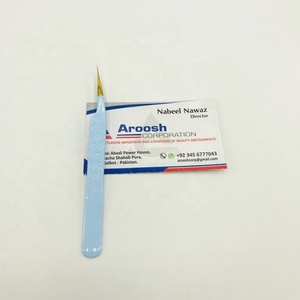 Haute Qualité Professionnel En Acier Inoxydable Bébé Bleu Enduit Extension De Cils Pince À Épiler Pointu Or En Gros Durable Élégant - Product Image 3