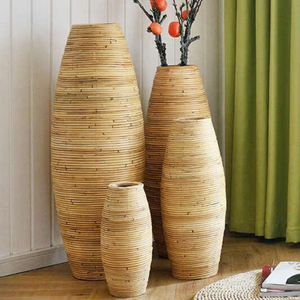 Vase en bambou artisanal artisanal pour décoration de maison élégante Vase écologique idéal pour les maisons esthétiques minimalistes - Product Image 3