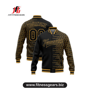 Veste universitaire orange crème avec impression par transfert thermique, vêtements décontractés pour hommes, tenue d'automne - Product Image 3