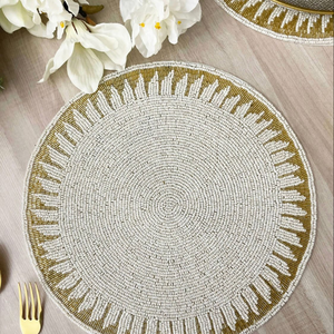 Handmade Luxury Needlework Seed <b>Bead</b> Placemat From India Square Glass Pad Decor Tableware by Creative Art Zone - Product Image 6