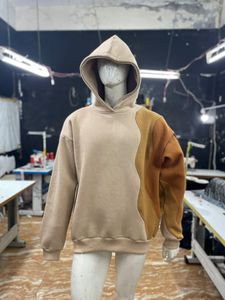 Sudadera con Capucha para Hombre, 100% Algodón, Invierno, Diseño Color Block, Bordada, Casual, Estilo Urbano, con Paneles Amarillo Marrón 2026 - Product Image 4