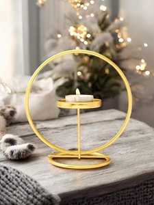 Support de Bougie Chauffe-Plat Moderne en Métal Doré, Support Votif Minimaliste de Table, Centre de Table de Mariage de Luxe, Décoration Festive pour Salle à Manger/Bureau, Cadeau - Product Image 5