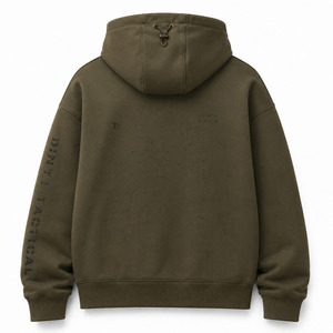 เสื้อฮู้ดสีเขียวมะกอกสำหรับผู้ชาย ยี่ห้อ Dirt Tactical พร้อมกระเป๋าหน้าและลายพิมพ์โลโก้ ทรงปกติ สวมใส่สบาย - Product Image 2