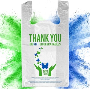 ถุงเสื้อยืดย่อยสลายได้ BIORIFT วัสดุ PLA ปิดผนึกด้วยความร้อน พร้อมหูหิ้ว พิมพ์ลายดิจิทัล ดีไซน์รักษ์โลก สำหรับธุรกิจและการช้อปปิ้ง - Product Image 6