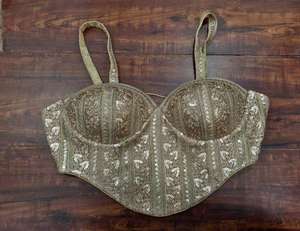 Olive <b>Green</b> Minimalist Simple Woven Satin Breathable Spring/Summer Winter Bridal Saree <b>Blouse</b> | Women's Ethnic Wedding <b>Blouse</b> - Product Image 1