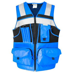 Gilet de sécurité réfléchissant haute visibilité pour hommes, fermeture éclair, décontracté, respirant, multi-poches, vêtements de travail, travaux de construction, travaux routiers - Product Image 3