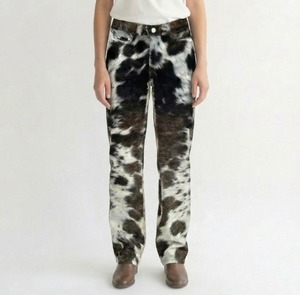 Pantalon en cuir de vachette véritable pour femme, taille haute, style moderne, décontracté, streetwear, pantalon de créateur, fabrication OEM sur mesure - Product Image 5